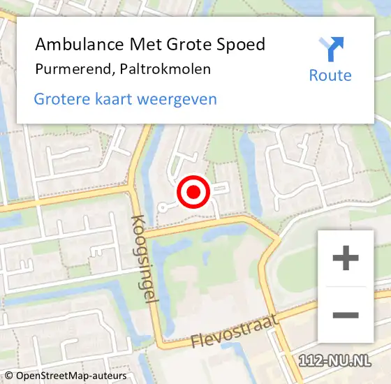 Locatie op kaart van de 112 melding: Ambulance Met Grote Spoed Naar Purmerend, Paltrokmolen op 7 april 2018 18:44