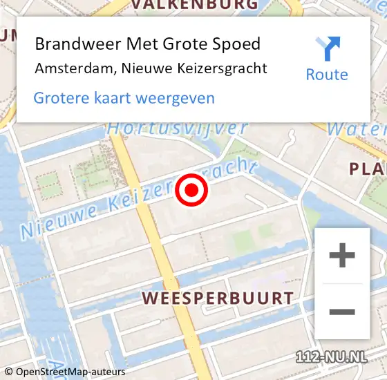 Locatie op kaart van de 112 melding: Brandweer Met Grote Spoed Naar Amsterdam, Nieuwe Keizersgracht op 7 april 2018 20:16