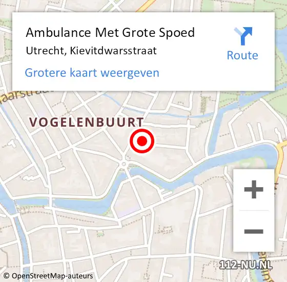 Locatie op kaart van de 112 melding: Ambulance Met Grote Spoed Naar Utrecht, Kievitdwarsstraat op 7 april 2018 20:53