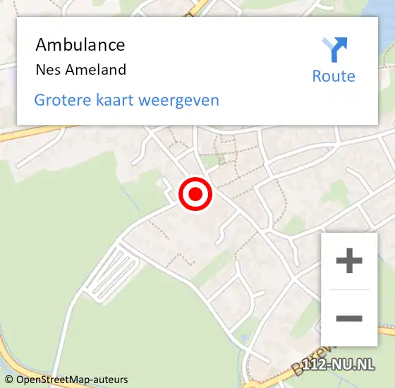 Locatie op kaart van de 112 melding: Ambulance Nes Ameland op 8 april 2018 01:39