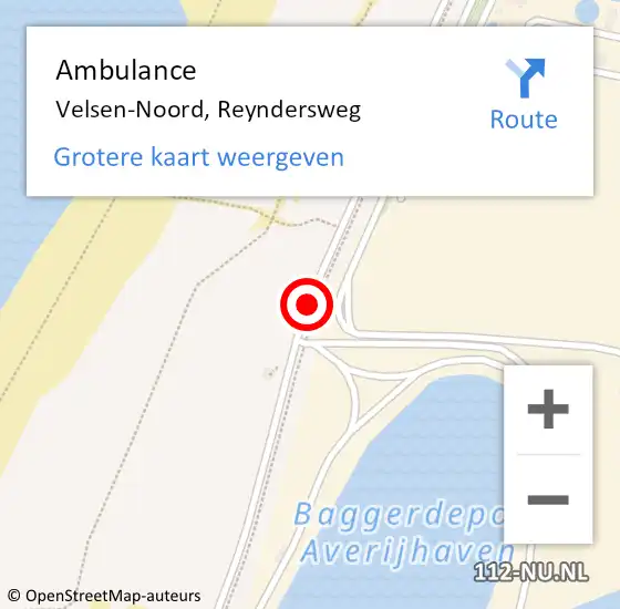 Locatie op kaart van de 112 melding: Ambulance Velsen-Noord, Reyndersweg op 8 april 2018 02:08