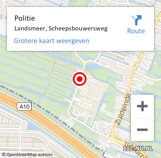 Locatie op kaart van de 112 melding: Politie Landsmeer, Scheepsbouwersweg op 8 april 2018 04:15
