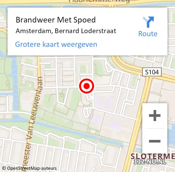 Locatie op kaart van de 112 melding: Brandweer Met Spoed Naar Amsterdam, Bernard Loderstraat op 8 april 2018 04:17