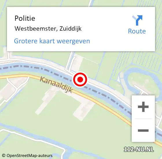 Locatie op kaart van de 112 melding: Politie Westbeemster, Zuiddijk op 8 april 2018 10:11