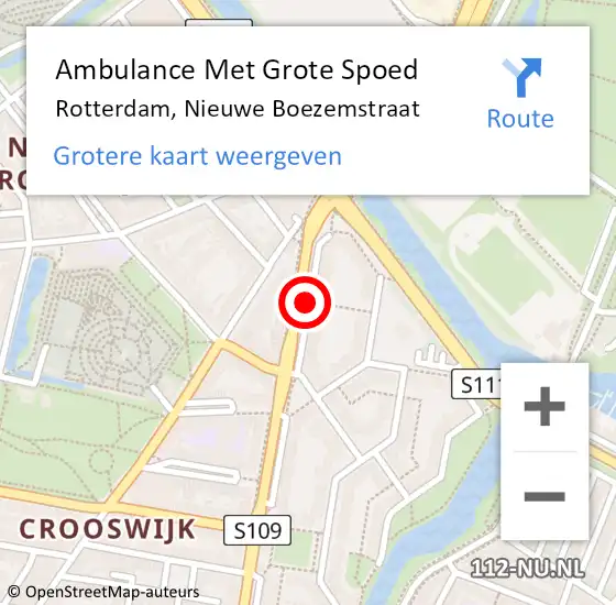 Locatie op kaart van de 112 melding: Ambulance Met Grote Spoed Naar Rotterdam, Nieuwe Boezemstraat op 8 april 2018 10:22