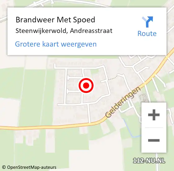 Locatie op kaart van de 112 melding: Brandweer Met Spoed Naar Steenwijkerwold, Andreasstraat op 8 april 2018 10:50