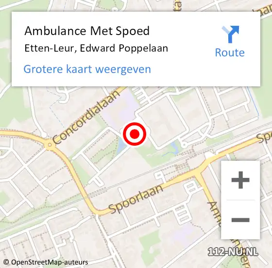 Locatie op kaart van de 112 melding: Ambulance Met Spoed Naar Etten-Leur, Edward Poppelaan op 8 april 2018 11:45
