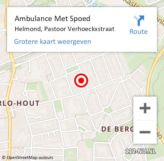 Locatie op kaart van de 112 melding: Ambulance Met Spoed Naar Helmond, Pastoor Verhoeckxstraat op 8 april 2018 12:36