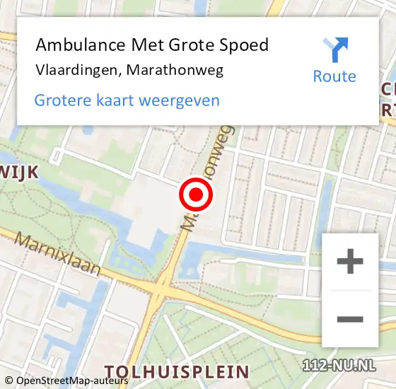 Locatie op kaart van de 112 melding: Ambulance Met Grote Spoed Naar Vlaardingen, Marathonweg op 8 april 2018 12:44
