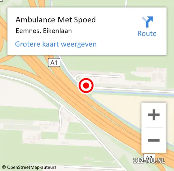 Locatie op kaart van de 112 melding: Ambulance Met Spoed Naar Eemnes, Eikenlaan op 8 april 2018 13:22