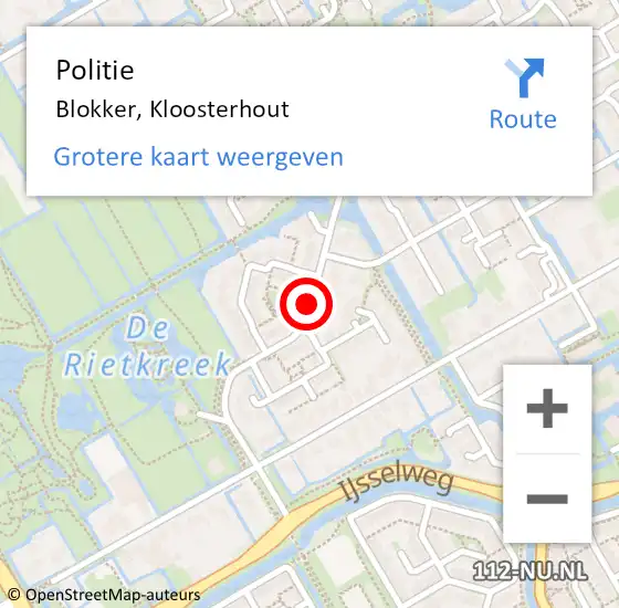 Locatie op kaart van de 112 melding: Politie Blokker, Kloosterhout op 8 april 2018 14:39