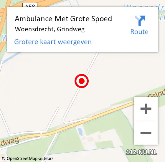 Locatie op kaart van de 112 melding: Ambulance Met Grote Spoed Naar Woensdrecht, Grindweg op 8 april 2018 14:59