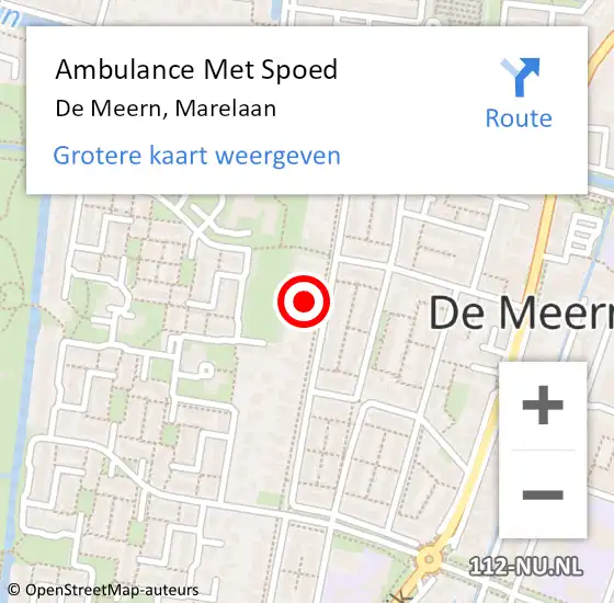 Locatie op kaart van de 112 melding: Ambulance Met Spoed Naar De Meern, Marelaan op 8 april 2018 16:00