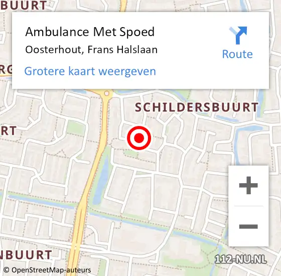 Locatie op kaart van de 112 melding: Ambulance Met Spoed Naar Oosterhout, Frans Halslaan op 8 april 2018 16:23