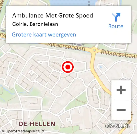 Locatie op kaart van de 112 melding: Ambulance Met Grote Spoed Naar Goirle, Baronielaan op 8 april 2018 18:11