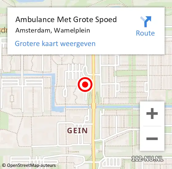 Locatie op kaart van de 112 melding: Ambulance Met Grote Spoed Naar Amsterdam, Wamelplein op 8 april 2018 22:44