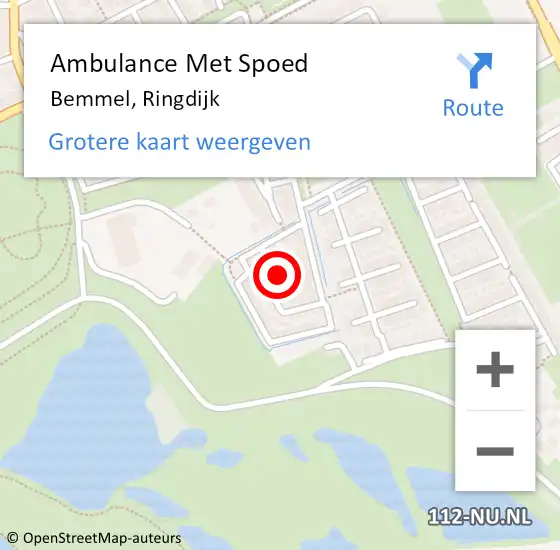 Locatie op kaart van de 112 melding: Ambulance Met Spoed Naar Bemmel, Ringdijk op 8 april 2018 22:56
