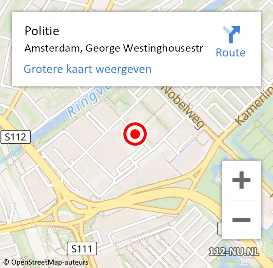 Locatie op kaart van de 112 melding: Politie Amsterdam, George Westinghousestr op 9 april 2018 14:02