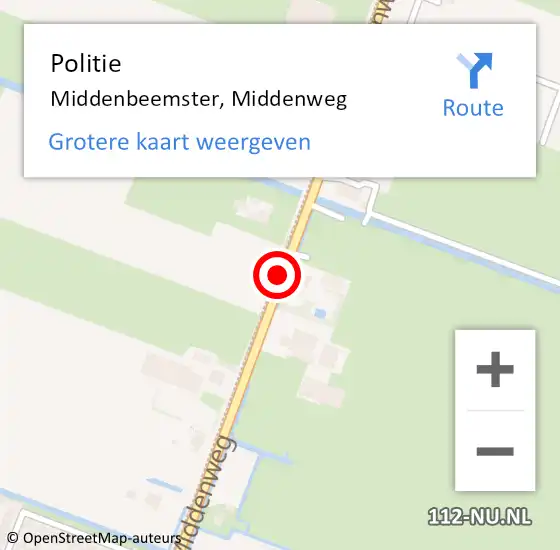 Locatie op kaart van de 112 melding: Politie Middenbeemster, Middenweg op 9 april 2018 17:07