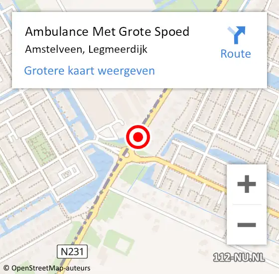 Locatie op kaart van de 112 melding: Ambulance Met Grote Spoed Naar Amstelveen, Legmeerdijk op 9 april 2018 17:30