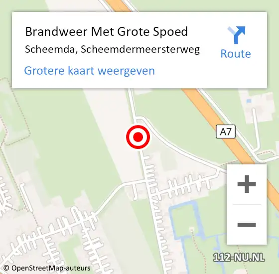 Locatie op kaart van de 112 melding: Brandweer Met Grote Spoed Naar Scheemda, Scheemdermeersterweg op 21 februari 2014 16:19