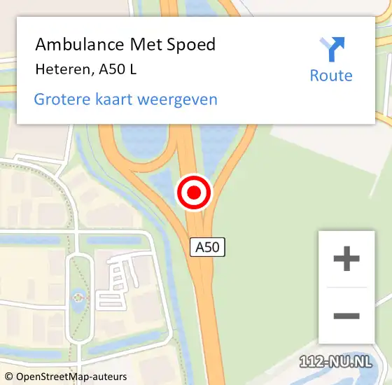 Locatie op kaart van de 112 melding: Ambulance Met Spoed Naar Heteren, A50 L op 10 april 2018 08:02