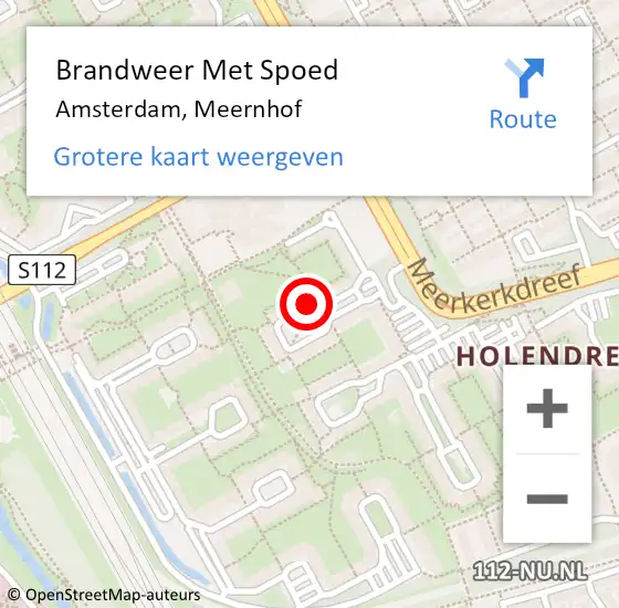 Locatie op kaart van de 112 melding: Brandweer Met Spoed Naar Amsterdam, Meernhof op 10 april 2018 12:22