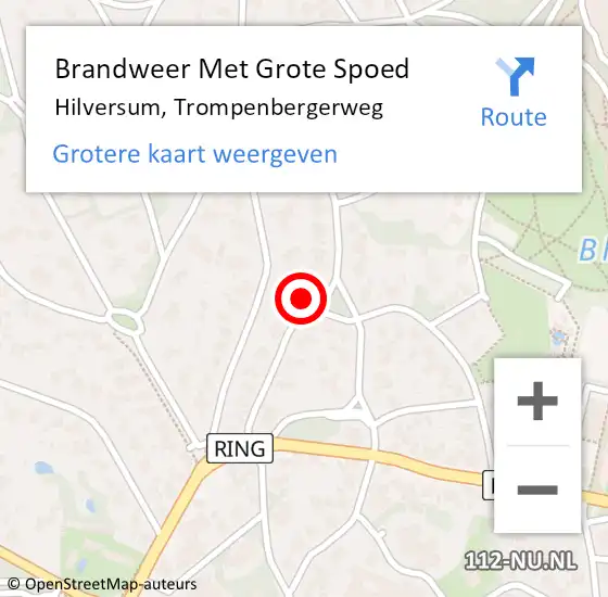 Locatie op kaart van de 112 melding: Brandweer Met Grote Spoed Naar Hilversum, Trompenbergerweg op 10 april 2018 12:57