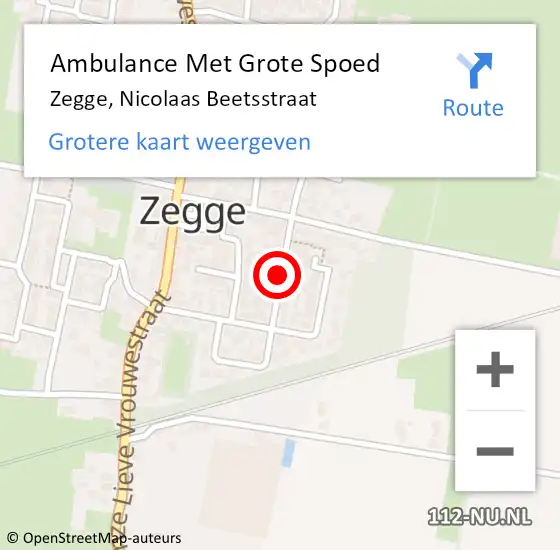 Locatie op kaart van de 112 melding: Ambulance Met Grote Spoed Naar Zegge, Nicolaas Beetsstraat op 10 april 2018 13:31