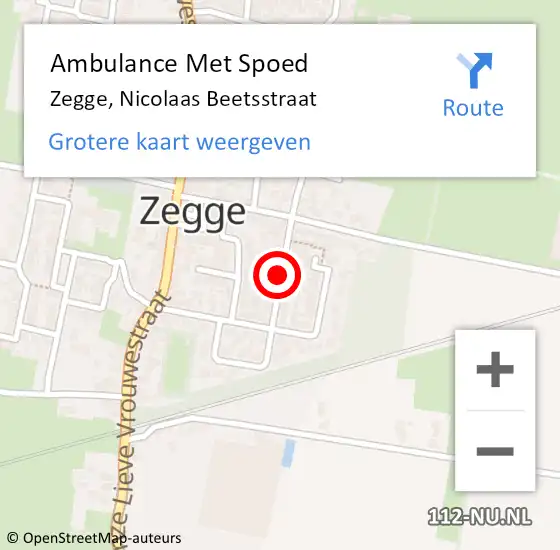 Locatie op kaart van de 112 melding: Ambulance Met Spoed Naar Zegge, Nicolaas Beetsstraat op 10 april 2018 13:46