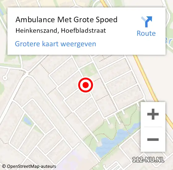 Locatie op kaart van de 112 melding: Ambulance Met Grote Spoed Naar Heinkenszand, Hoefbladstraat op 10 april 2018 15:09