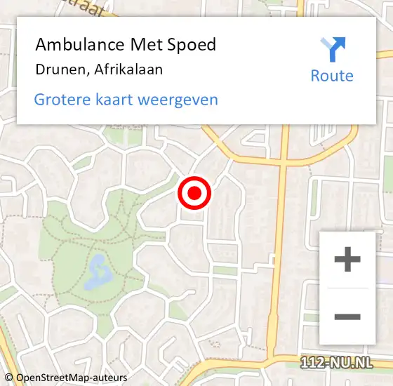 Locatie op kaart van de 112 melding: Ambulance Met Spoed Naar Drunen, Afrikalaan op 10 april 2018 15:17