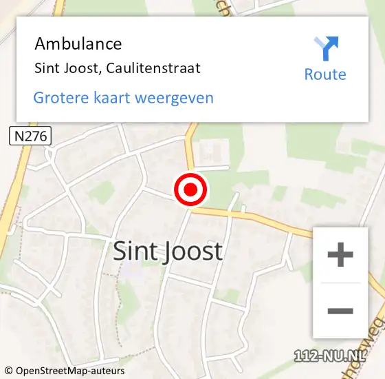 Locatie op kaart van de 112 melding: Ambulance Sint Joost, Caulitenstraat op 10 april 2018 17:08