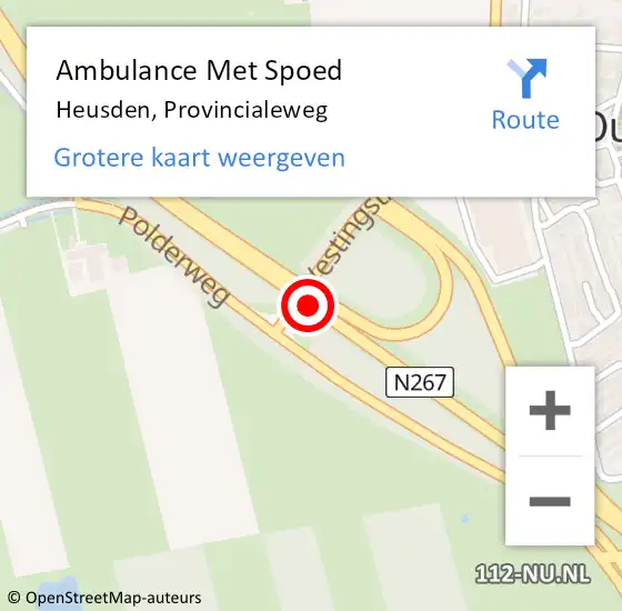 Locatie op kaart van de 112 melding: Ambulance Met Spoed Naar Heusden, Provincialeweg op 10 april 2018 17:45