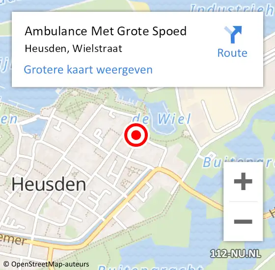 Locatie op kaart van de 112 melding: Ambulance Met Grote Spoed Naar Heusden, Wielstraat op 10 april 2018 17:50