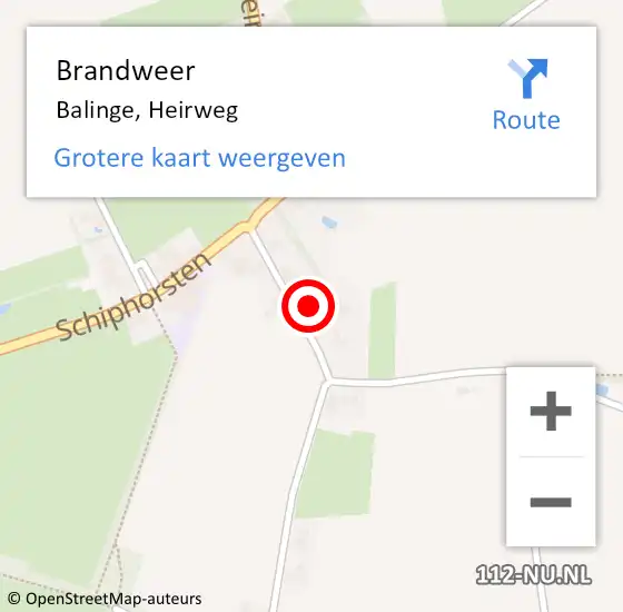 Locatie op kaart van de 112 melding: Brandweer Balinge, Heirweg op 10 april 2018 17:55