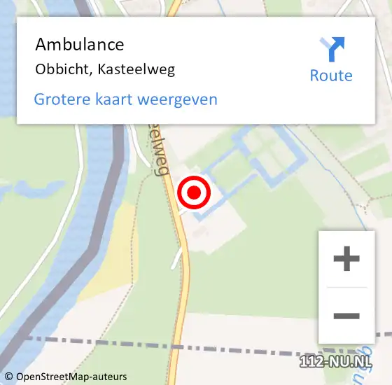 Locatie op kaart van de 112 melding: Ambulance Obbicht, Kasteelweg op 21 februari 2014 17:37