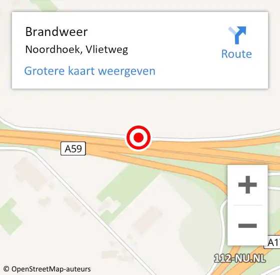 Locatie op kaart van de 112 melding: Brandweer Noordhoek, Vlietweg op 10 april 2018 20:27