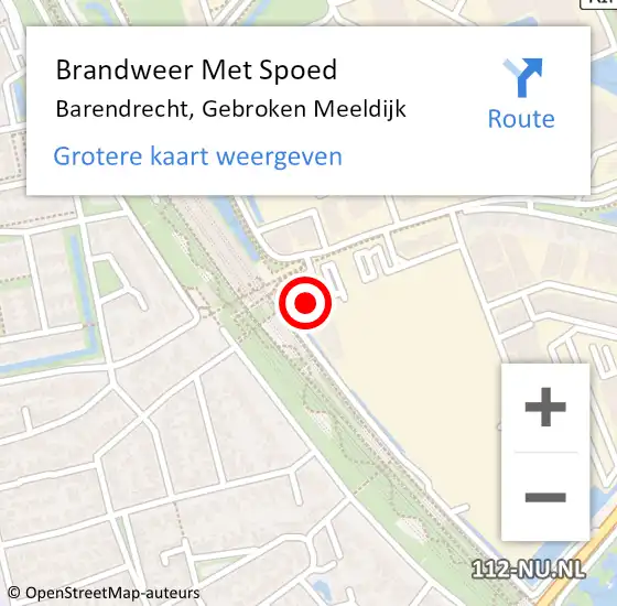 Locatie op kaart van de 112 melding: Brandweer Met Spoed Naar Barendrecht, Gebroken Meeldijk op 10 april 2018 20:37