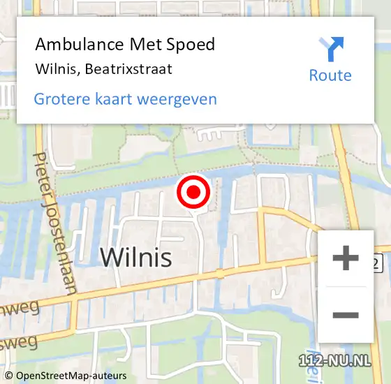 Locatie op kaart van de 112 melding: Ambulance Met Spoed Naar Wilnis, Beatrixstraat op 11 april 2018 00:14