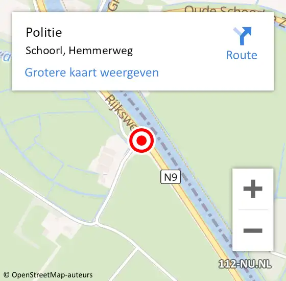Locatie op kaart van de 112 melding: Politie Schoorl, Hemmerweg op 11 april 2018 08:19