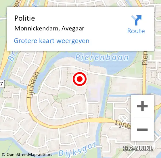 Locatie op kaart van de 112 melding: Politie Monnickendam, Avegaar op 11 april 2018 12:29