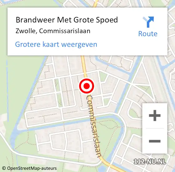 Locatie op kaart van de 112 melding: Brandweer Met Grote Spoed Naar Zwolle, Commissarislaan op 11 april 2018 12:35