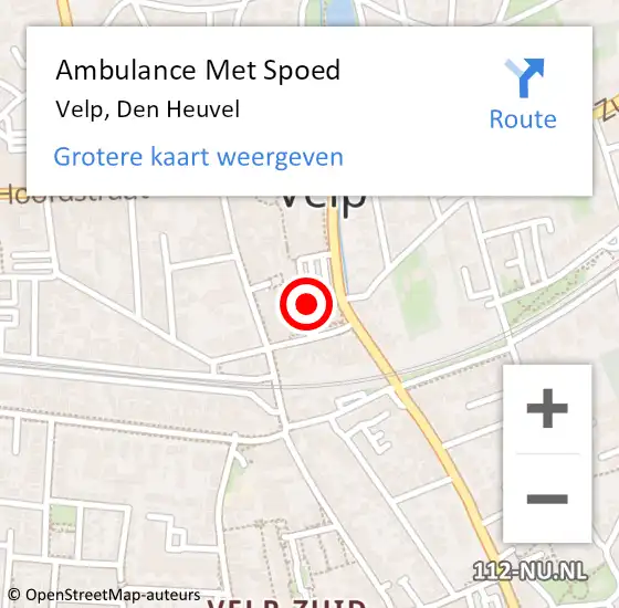 Locatie op kaart van de 112 melding: Ambulance Met Spoed Naar Velp, Den Heuvel op 11 april 2018 14:05
