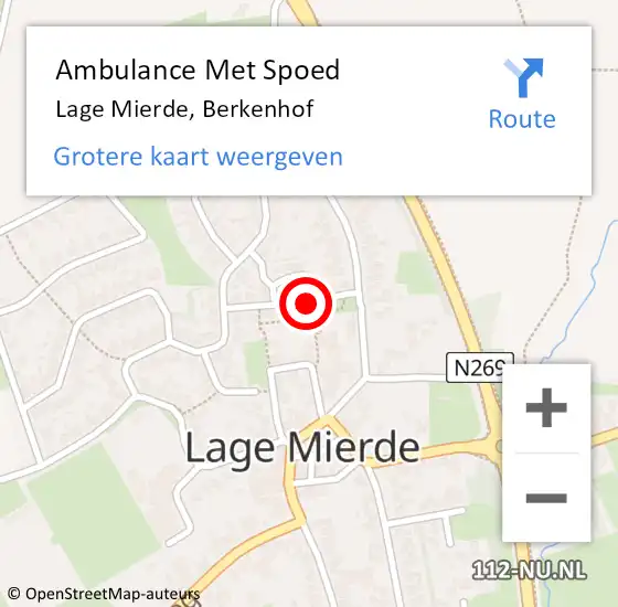 Locatie op kaart van de 112 melding: Ambulance Met Spoed Naar Lage Mierde, Berkenhof op 11 april 2018 15:00
