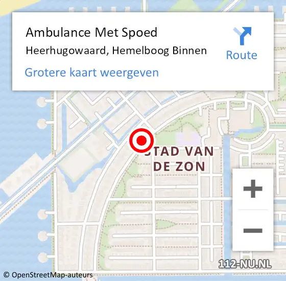 Locatie op kaart van de 112 melding: Ambulance Met Spoed Naar Heerhugowaard, Hemelboog Binnen op 11 april 2018 17:00