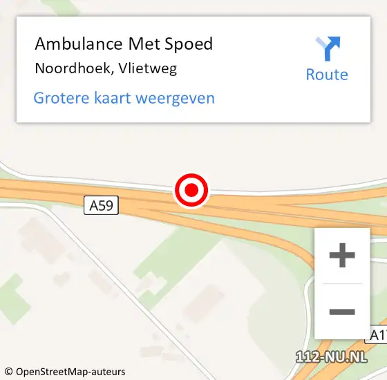Locatie op kaart van de 112 melding: Ambulance Met Spoed Naar Noordhoek, Vlietweg op 11 april 2018 17:20