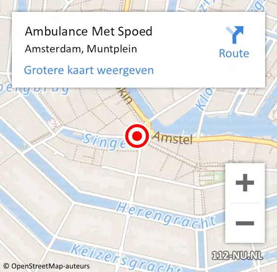 Locatie op kaart van de 112 melding: Ambulance Met Spoed Naar Amsterdam, Muntplein op 11 april 2018 17:35