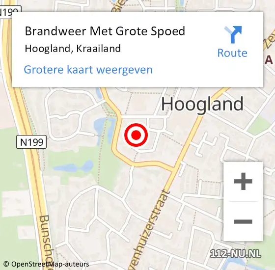 Locatie op kaart van de 112 melding: Brandweer Met Grote Spoed Naar Hoogland, Kraailand op 11 april 2018 17:42