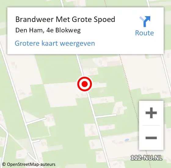 Locatie op kaart van de 112 melding: Brandweer Met Grote Spoed Naar Den Ham, 4e Blokweg op 12 april 2018 03:20